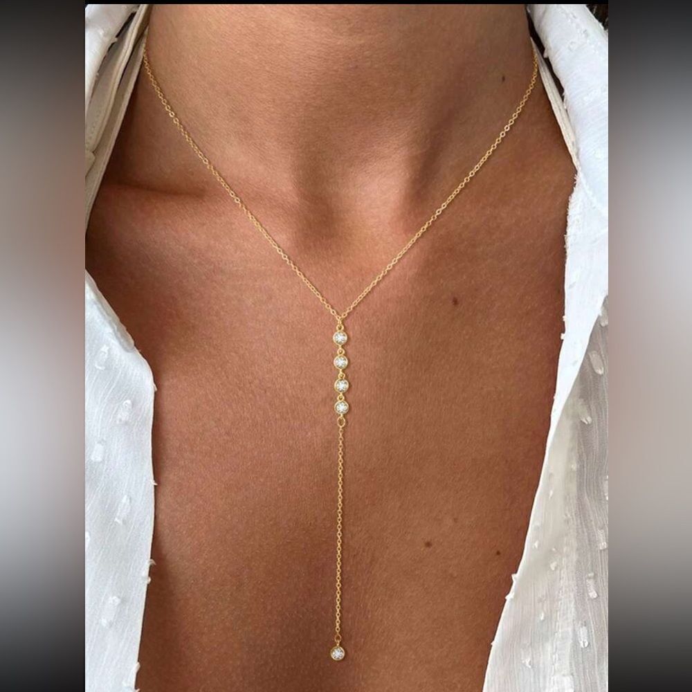 Dainty diamond chain necklace N563